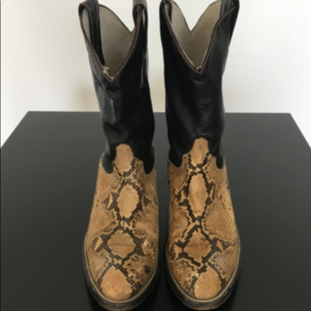 Vintage Snakeskin Leather Cowboy Boots